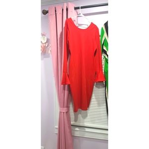 Red long sleeve sheath dress